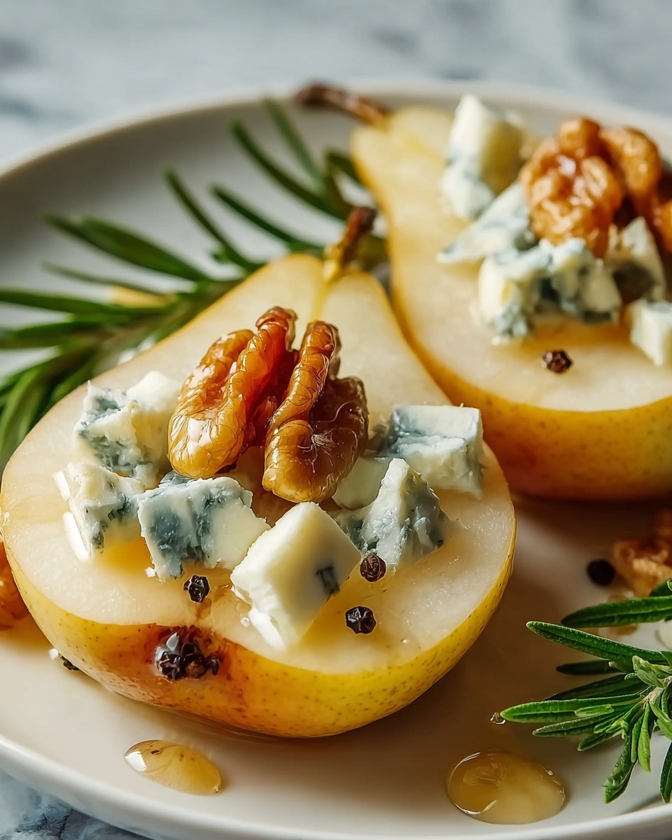 Blue Cheese Stuffed Pears with Honey and Toasted Nuts Recipe - Recipe Image