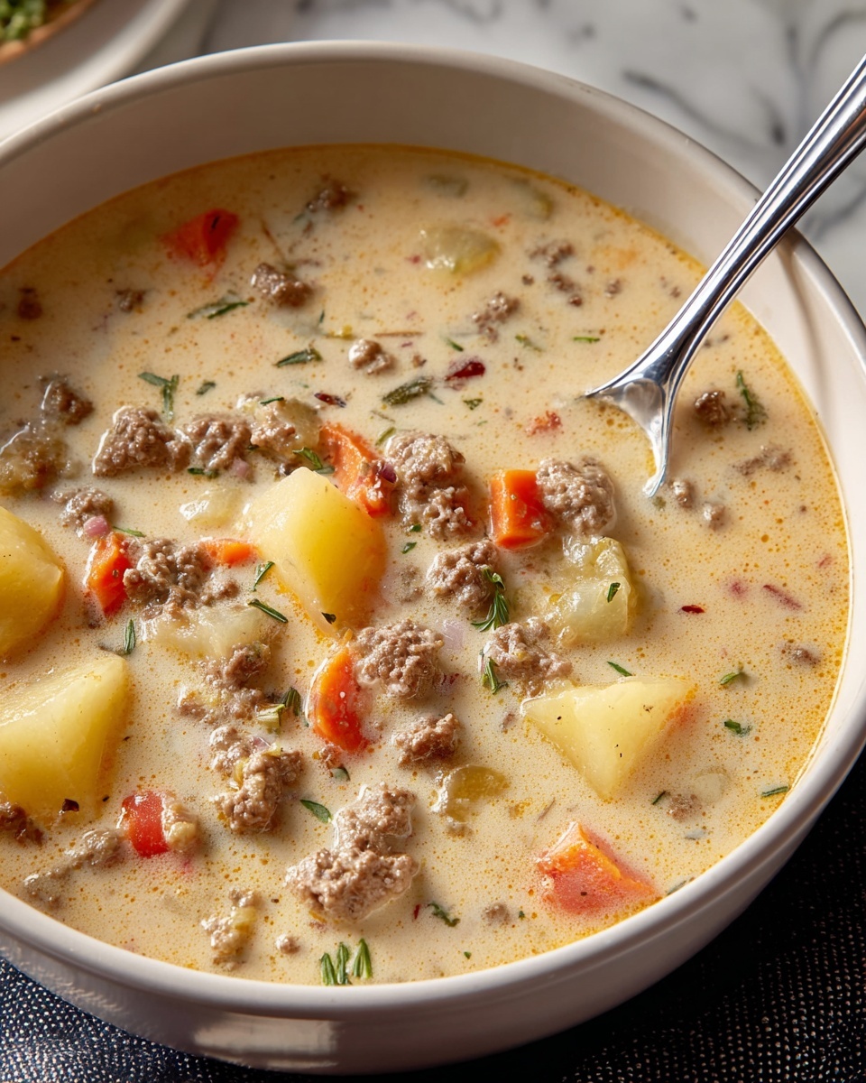 Easy Slow Cooker Cheeseburger Soup Recipe - Recipe Image