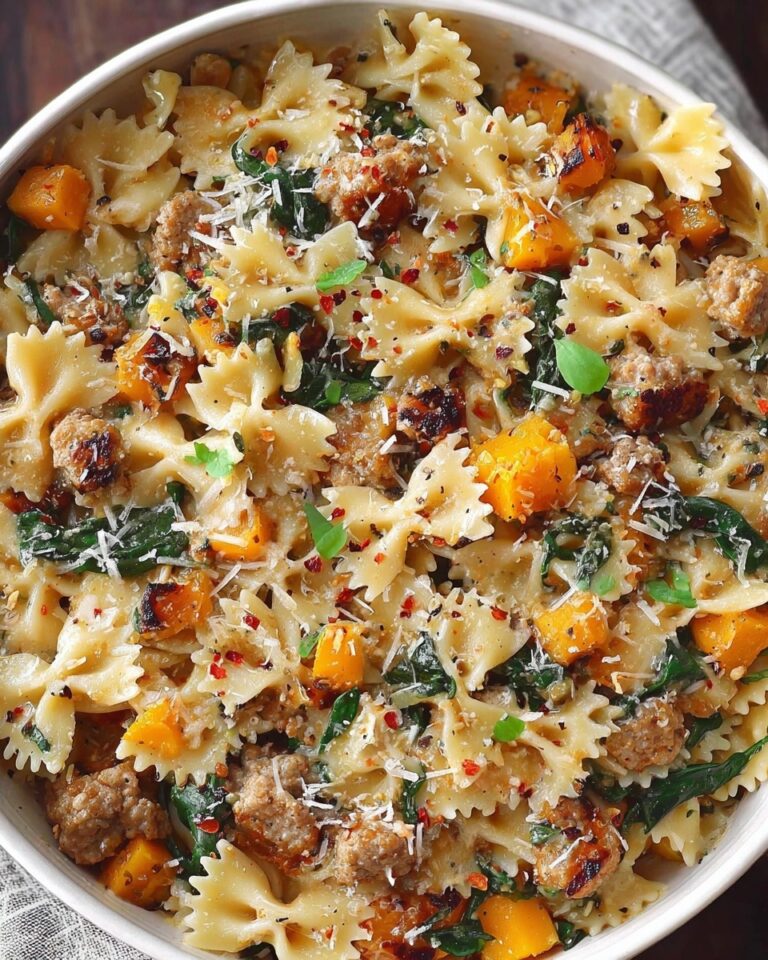 Butternut Squash Pasta with Sausage and Spinach Recipe