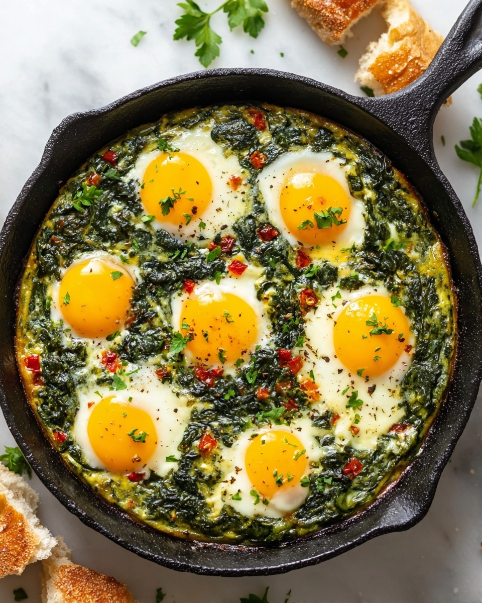 Flavor-Packed Green Shakshuka in a One-Pot Cast Iron Pan Recipe - Recipe Image