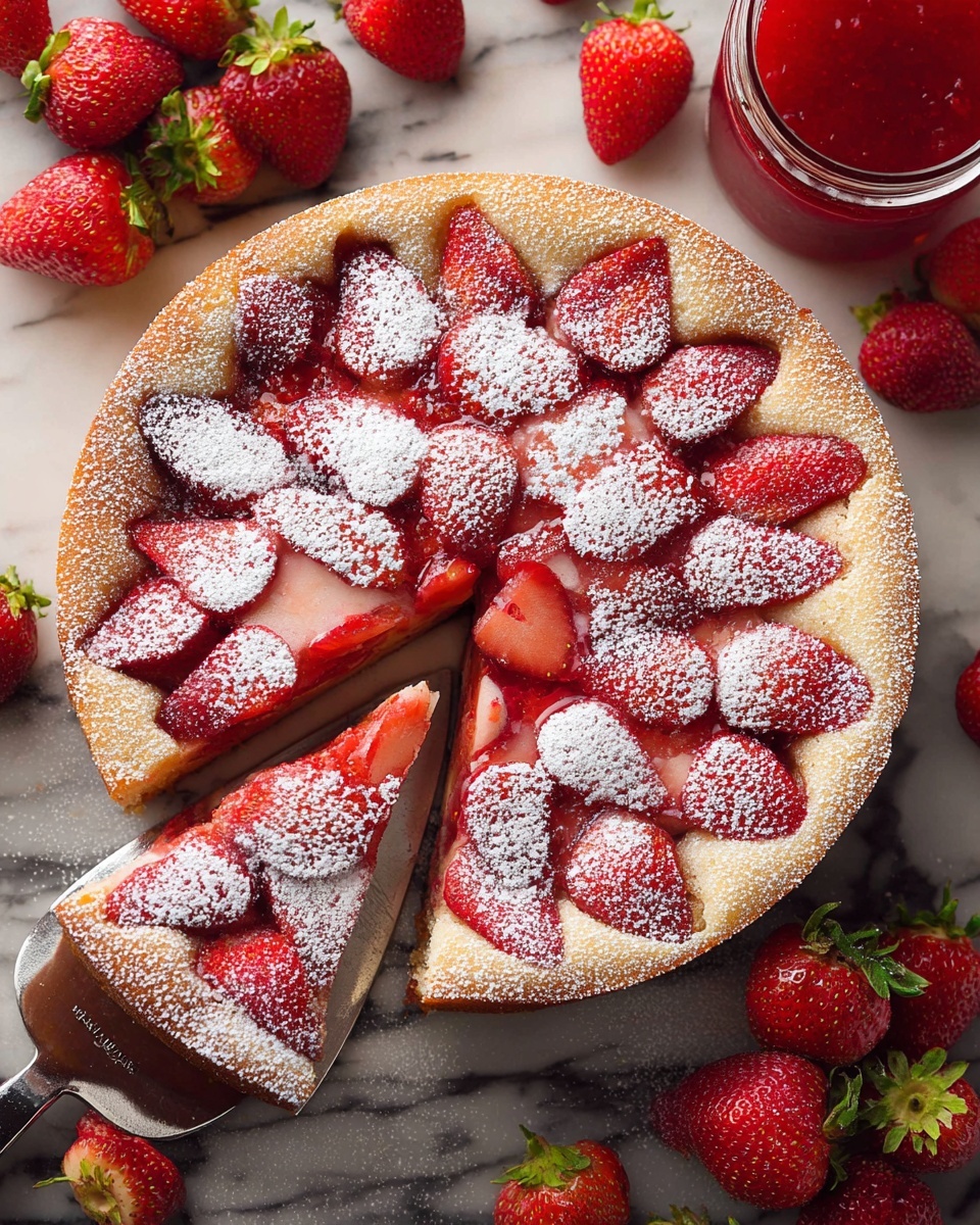 Easy Strawberry Cake with Strawberry Sauce Recipe - Recipe Image