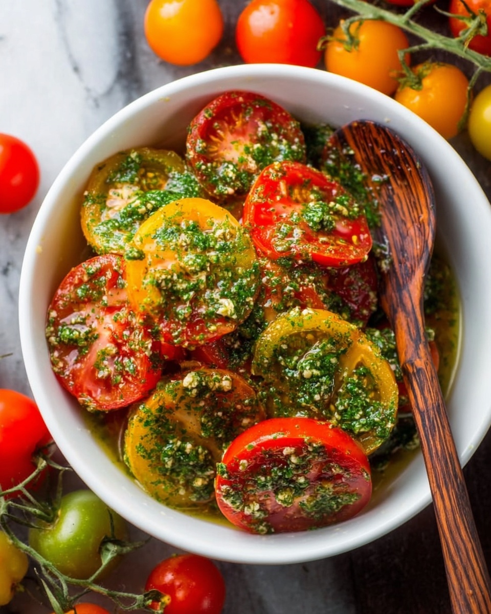 Garlicky Marinated Tomato Salad Recipe - Recipe Image