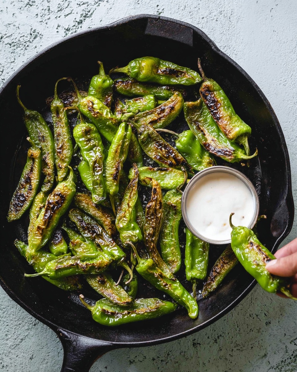 Blistered Shishito Peppers with Lemon Sea Salt and Aioli Dipping Sauce Recipe - Recipe Image