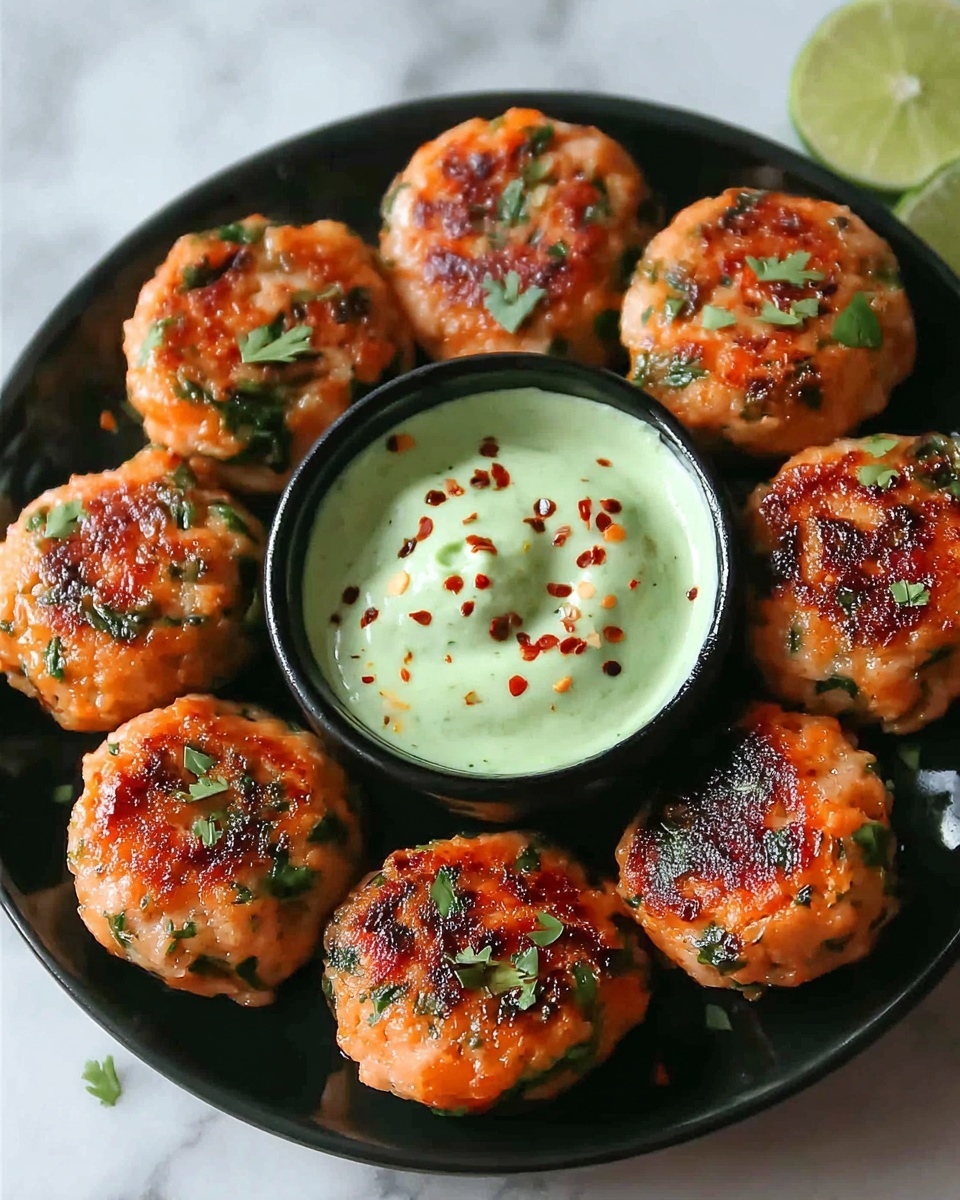 Salmon Meatballs with Creamy Avocado Sauce Recipe - Recipe Image