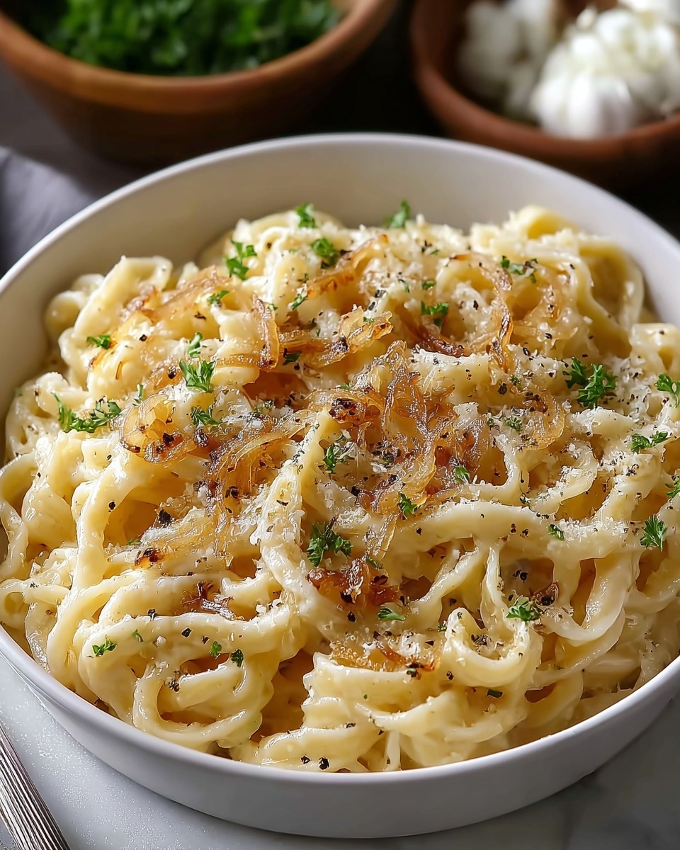 One Pot French Onion Pasta Recipe - Recipe Image