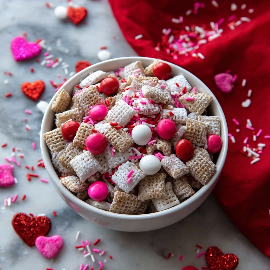 Valentine’s Day Muddy Buddies: Sweet, Crunchy & Cupid-Approved Recipe - Recipe Image