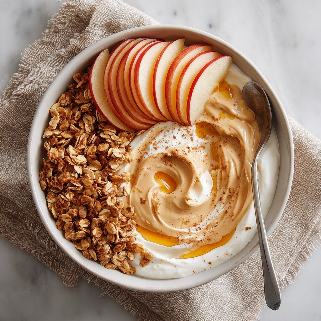 Apple Cinnamon Yogurt Bowl with Peanut Butter, Granola, and Honey Recipe - Recipe Image