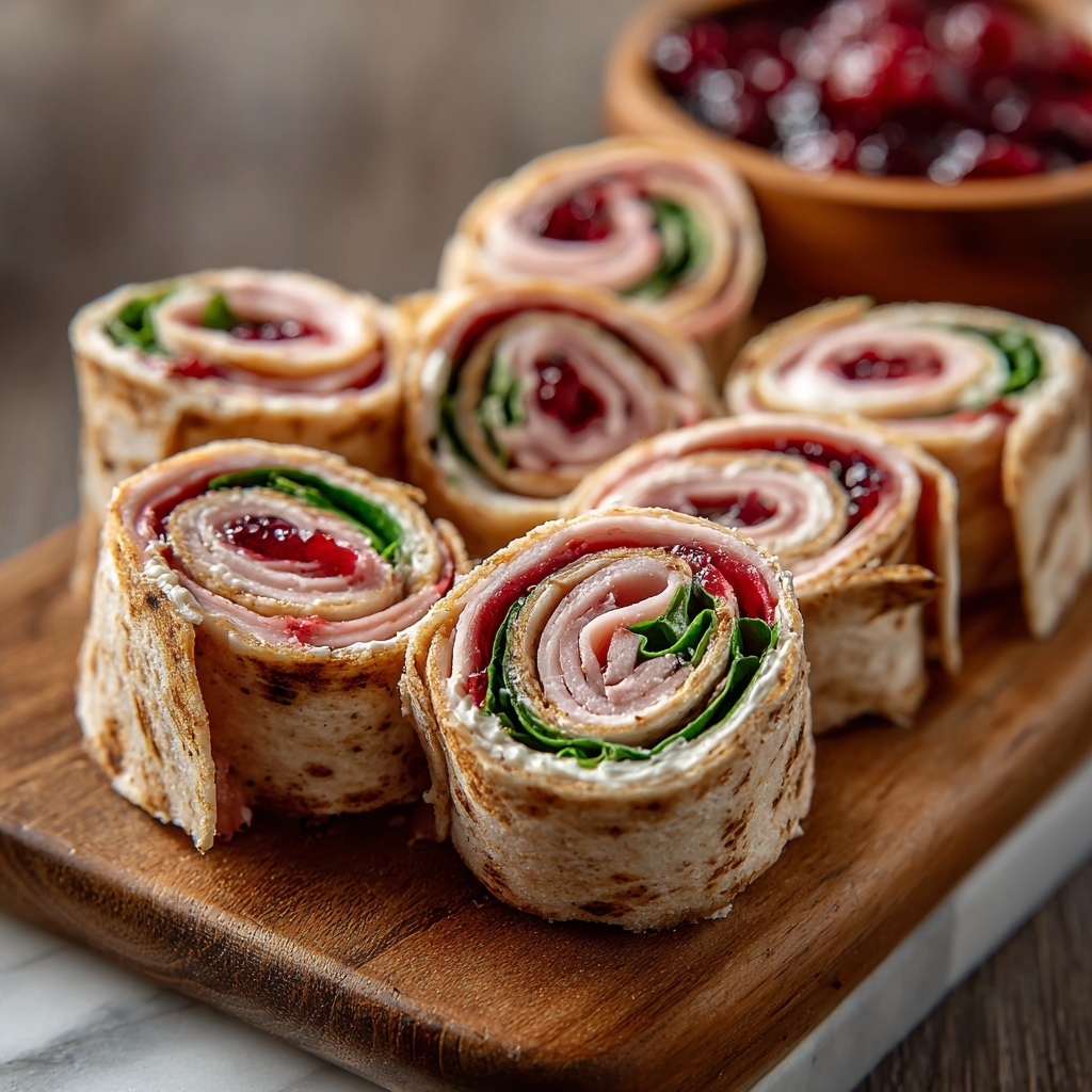 Turkey Cranberry Spinach Pinwheels Recipe - Recipe Image