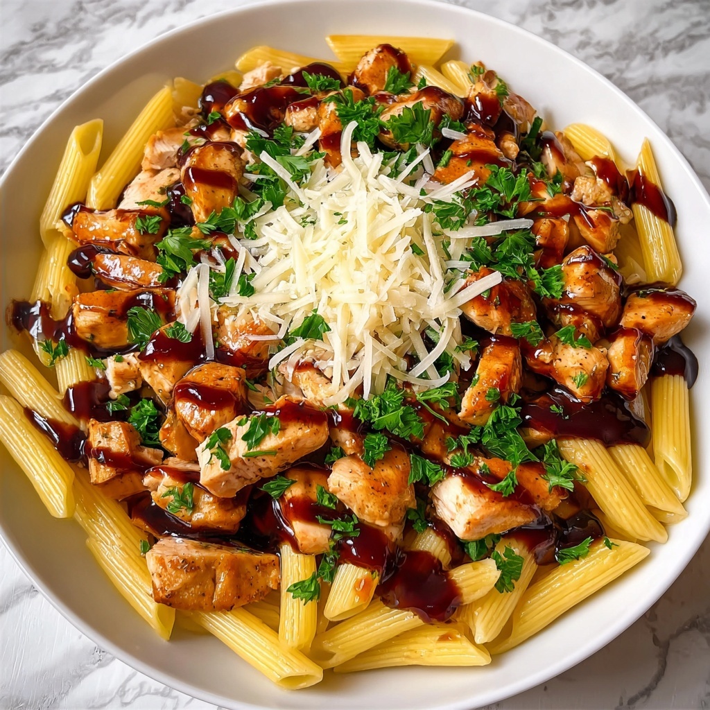 One-Pan Tangy Honey BBQ Chicken Penne Recipe - Recipe Image