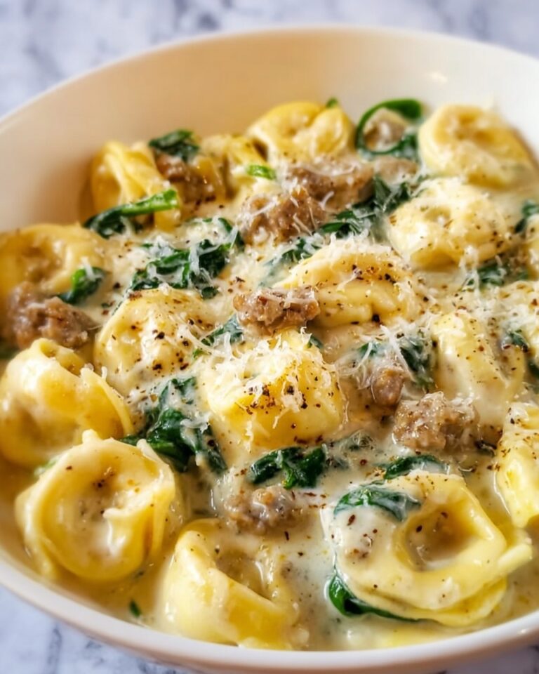 Crockpot Creamy Tortellini with Italian Sausage and Spinach Recipe