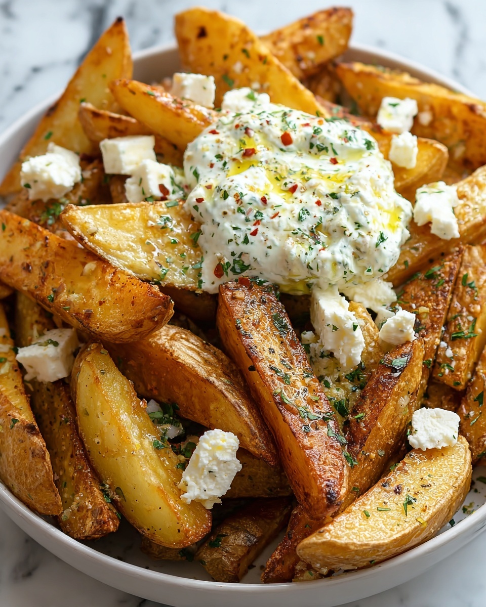 Easy Greek Fries with Feta and Tzatziki Sauce Recipe - Recipe Image