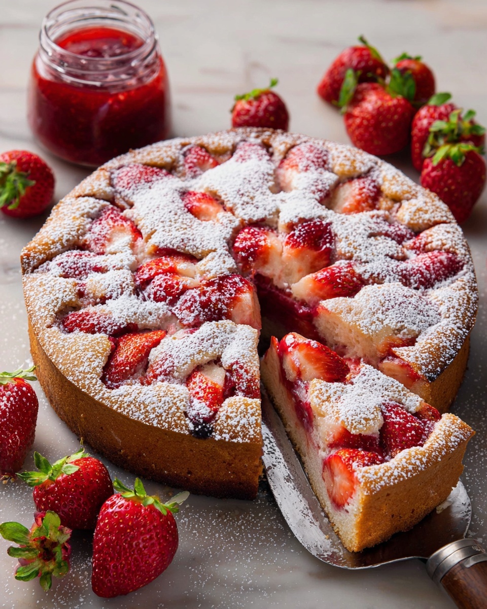 Easy Strawberry Cake with Strawberry Sauce Recipe - Recipe Image