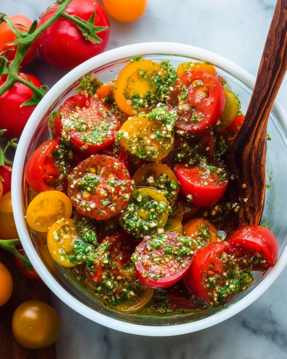 Garlicky Marinated Tomato Salad Recipe - Recipe Image