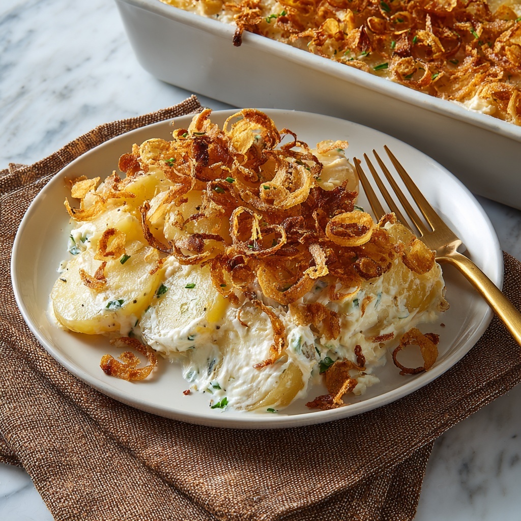 Lazy Pierogi Casserole with Ranch and Crispy Onions Recipe - Recipe Image