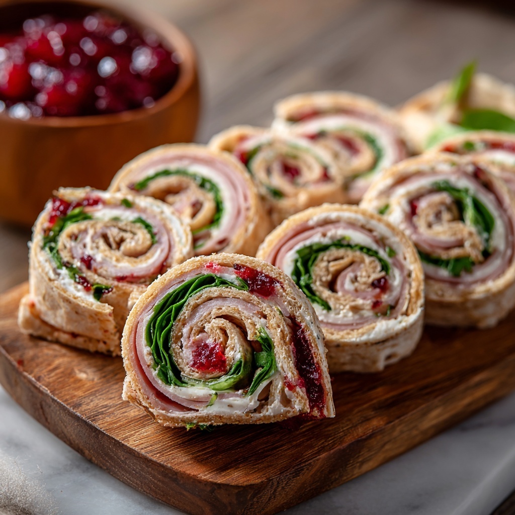 Turkey Cranberry Spinach Pinwheels Recipe - Recipe Image