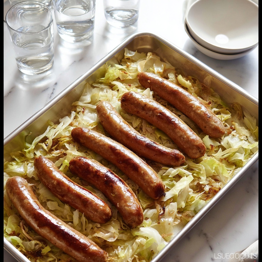 Whole 30 Roasted Cabbage with Chicken Sausage Recipe - Recipe Image