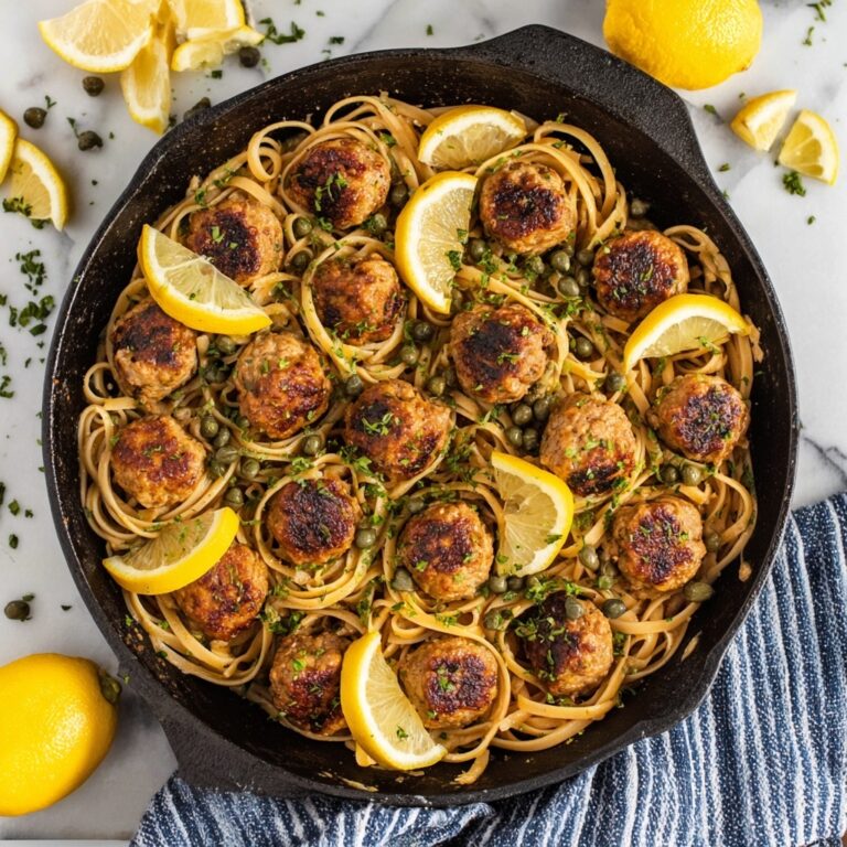 Chicken Piccata Meatballs with Lemon-Caper Sauce Recipe