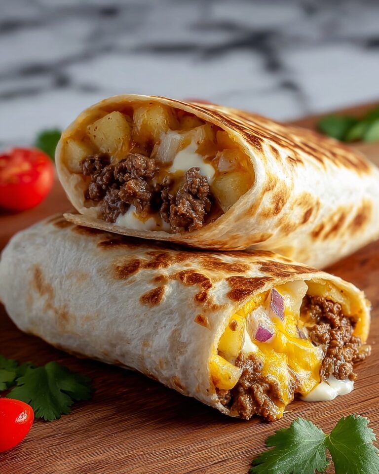 Cheesy Potato Beef Burritos Recipe