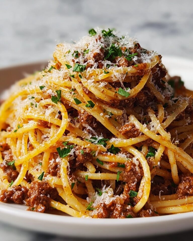 Garlic Butter Parmesan Spaghetti with Savory Beef Recipe