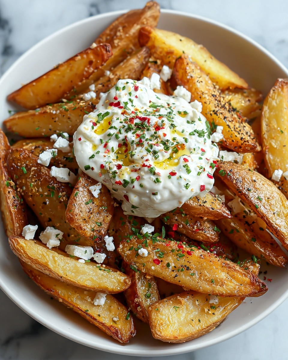 Easy Greek Fries with Feta and Tzatziki Sauce Recipe - Recipe Image