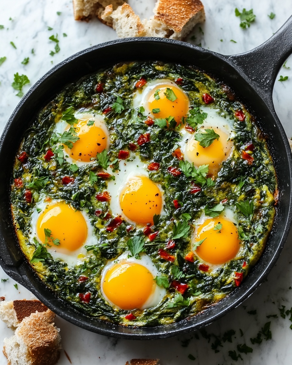 Flavor-Packed Green Shakshuka in a One-Pot Cast Iron Pan Recipe - Recipe Image