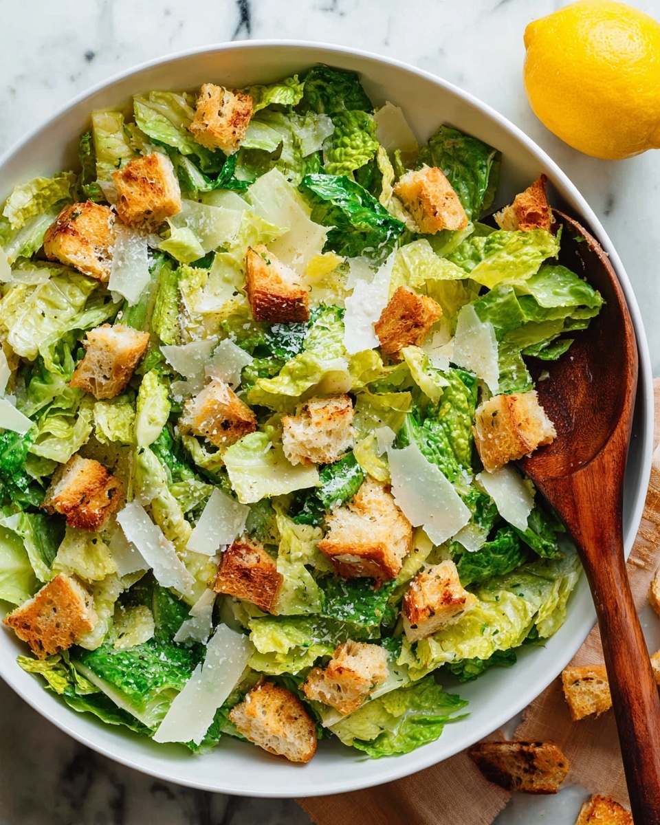 Caesar Salad Recipe with Toasted Baguette Croutons Recipe - Recipe Image
