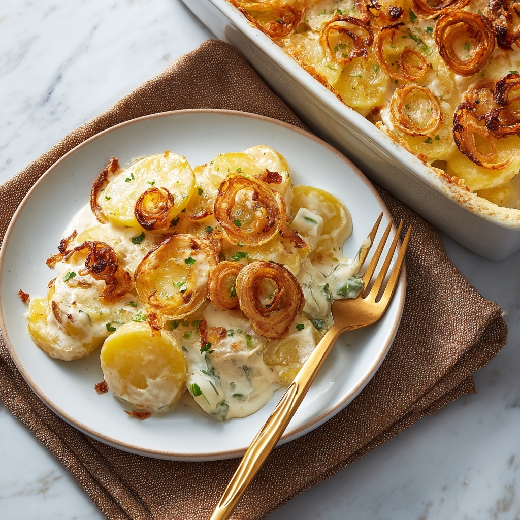 Lazy Pierogi Casserole with Ranch and Crispy Onions Recipe - Recipe Image
