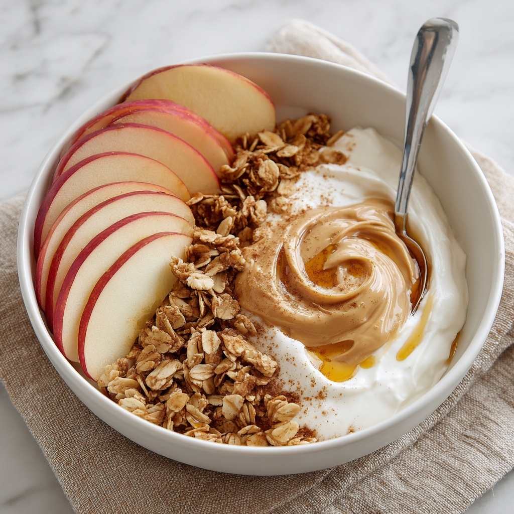 Apple Cinnamon Yogurt Bowl with Peanut Butter, Granola, and Honey Recipe - Recipe Image