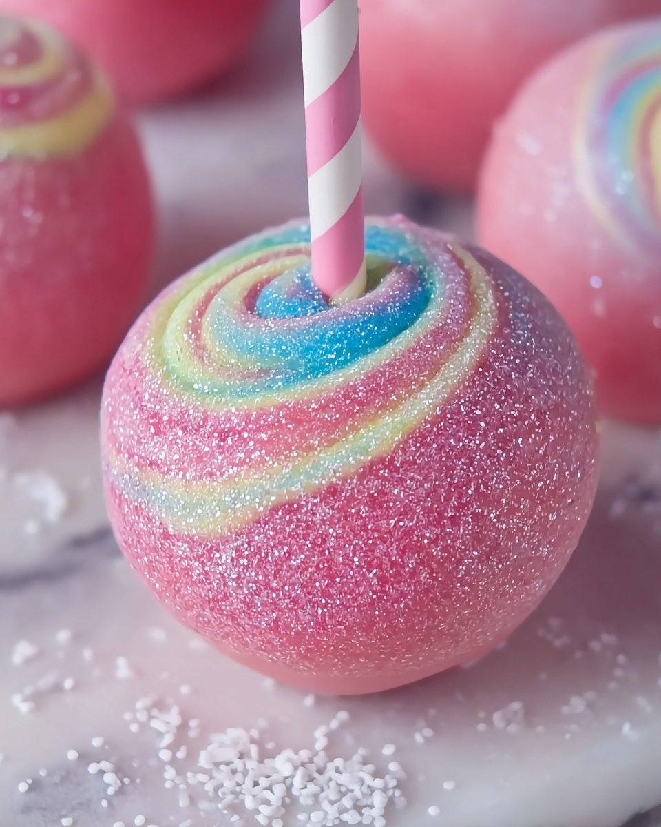 Cotton Candy Swirl Candy Apples Recipe - Recipe Image