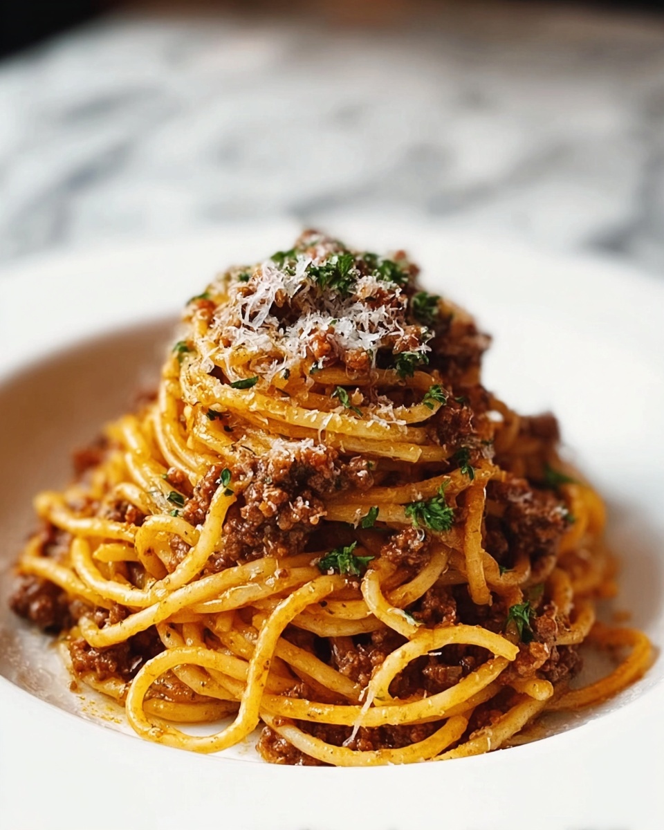 Garlic Butter Parmesan Spaghetti with Savory Beef Recipe - Recipe Image