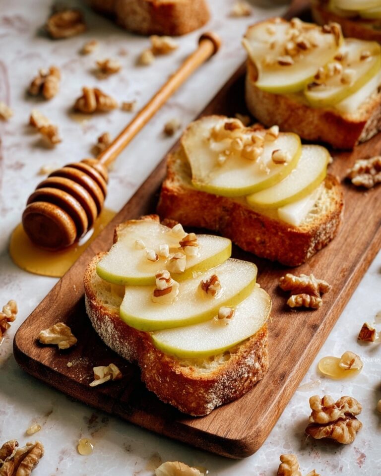 Parmesan Crusted Crostini with Pear, Walnuts & Hot Honey Recipe