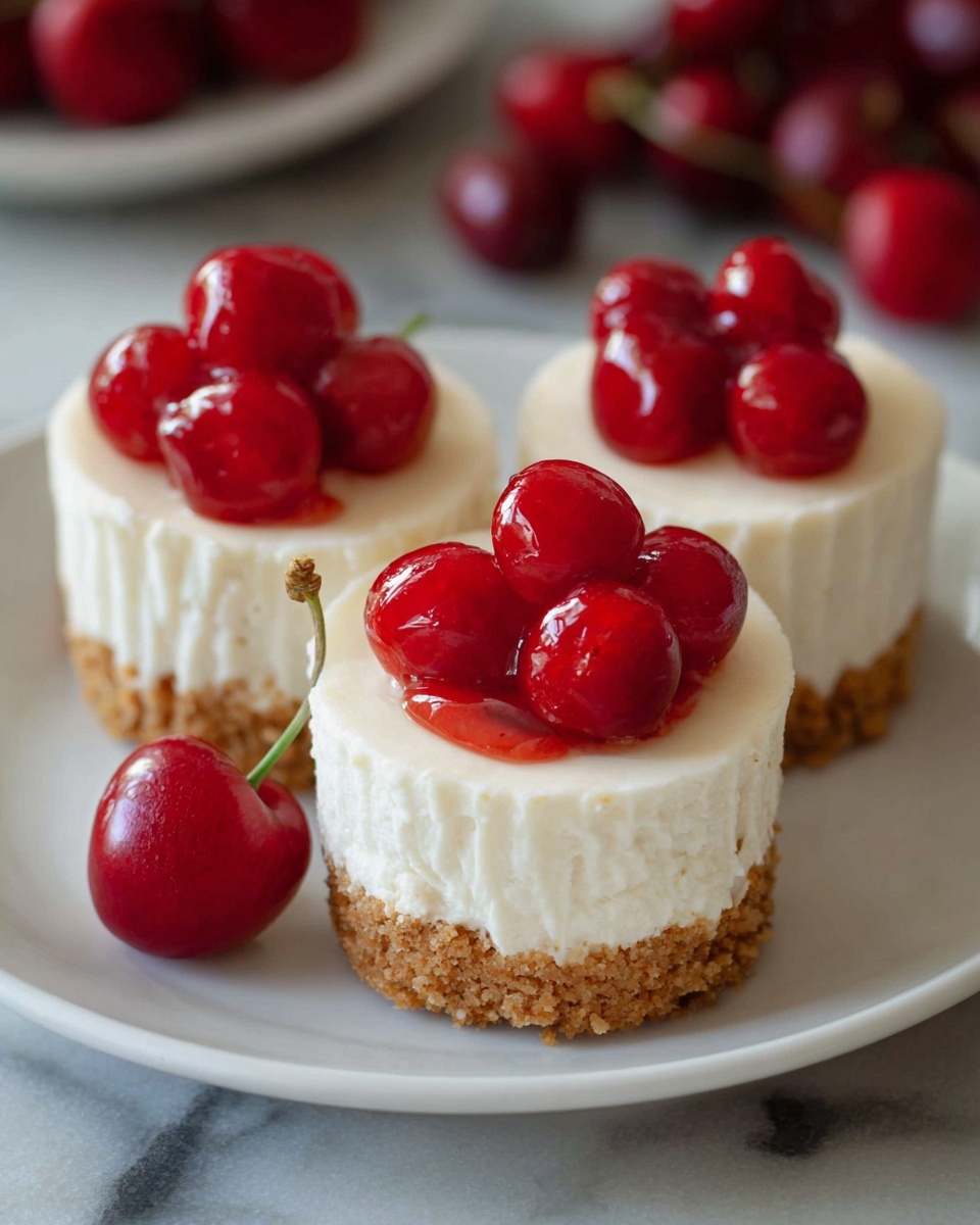 No Bake Mini Cheesecakes with Cherry Topping Recipe - Recipe Image