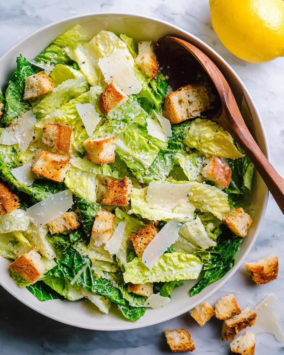 Caesar Salad Recipe with Toasted Baguette Croutons Recipe - Recipe Image