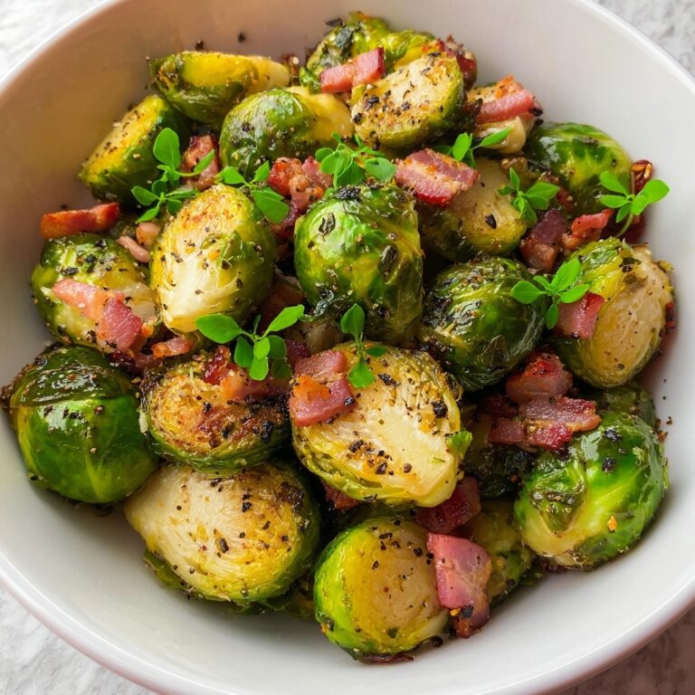 Crispy Bacon Brussels Sprouts Roast with Garlic and Balsamic Recipe