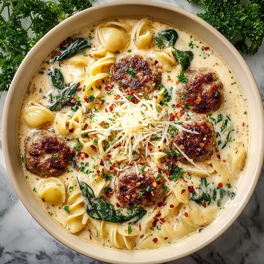 Creamy Parmesan Pasta Soup with Italian Sausage Recipe - Recipe Image