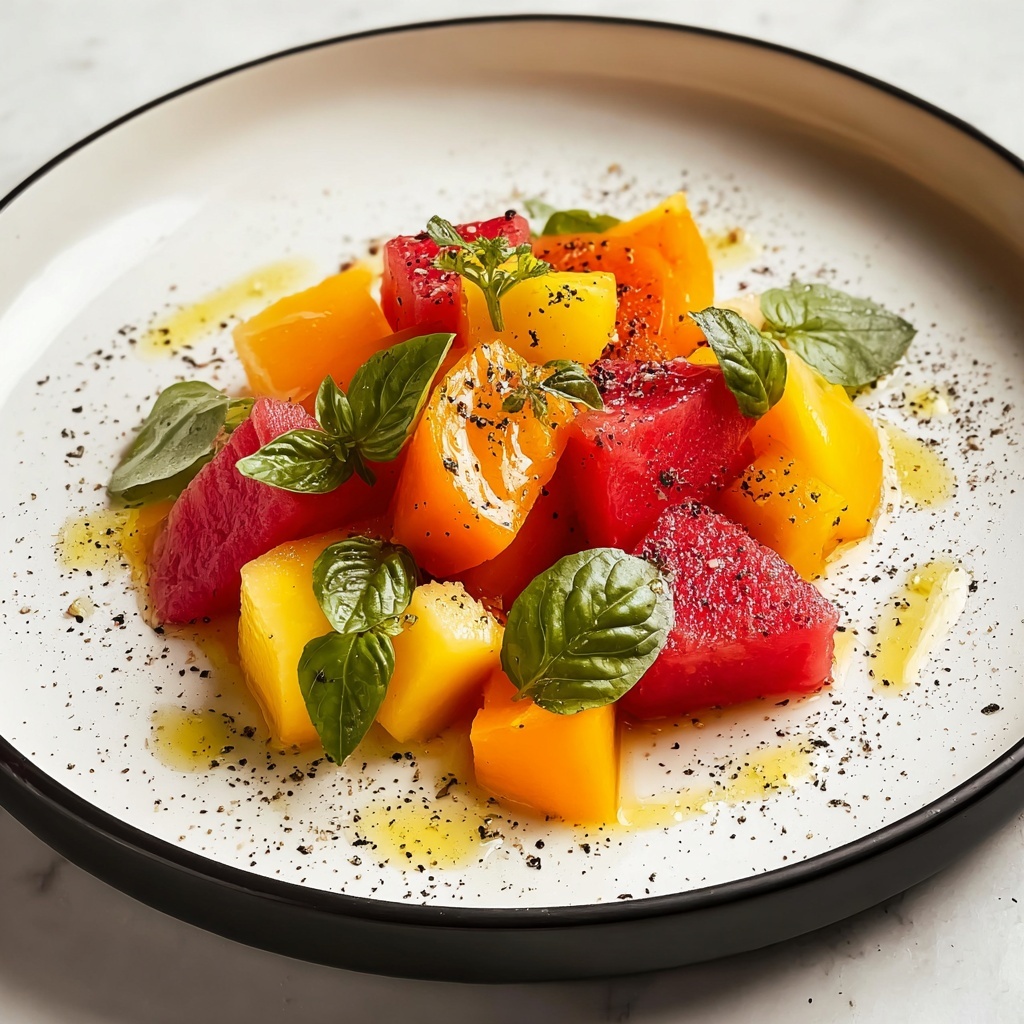 Peach Watermelon Salad with Fresh Mint and Lime Recipe - Recipe Image