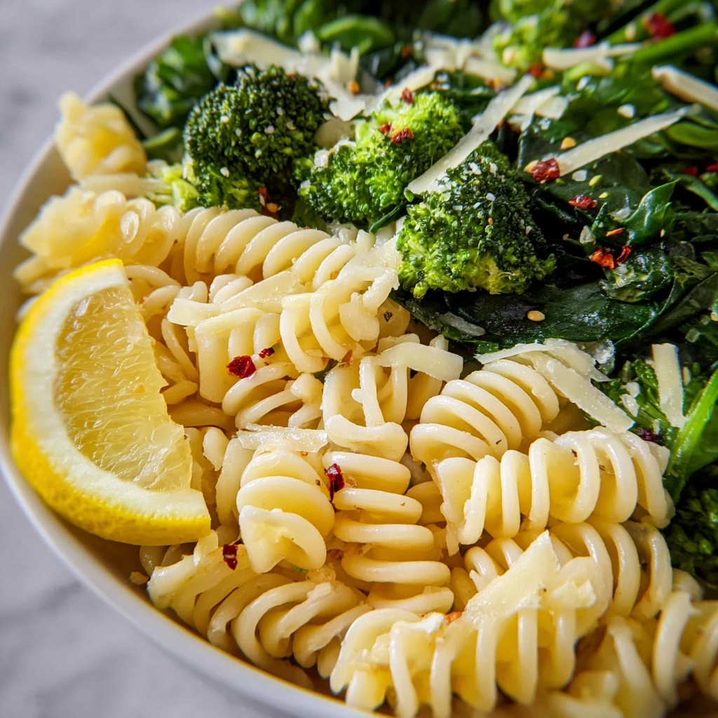 Lemon Broccoli Pasta with Spinach and Parmesan Recipe - Recipe Image