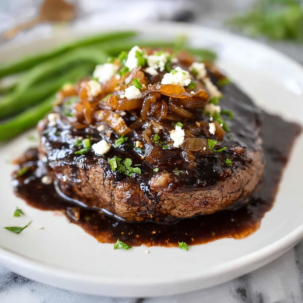 Balsamic Pork Chops with Goat Cheese and Herb Garnish Recipe - Recipe Image