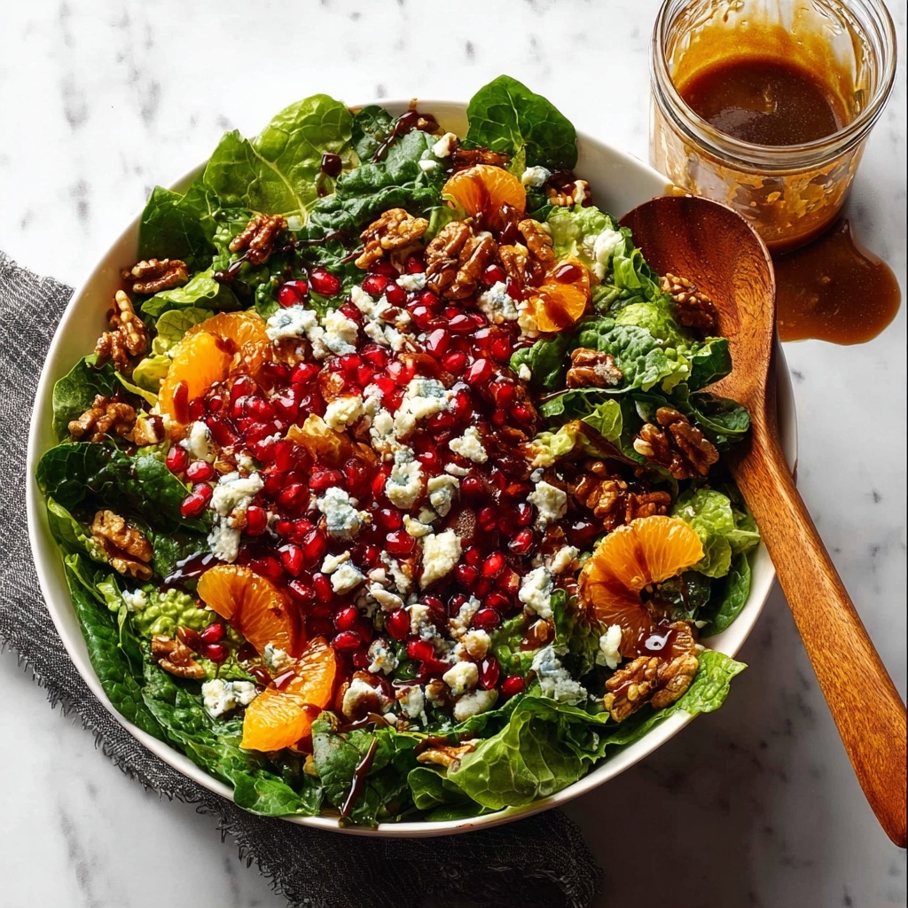 Pomegranate Salad with Spinach, Kale, Honey Walnuts & Pomegranate Dressing Recipe - Recipe Image