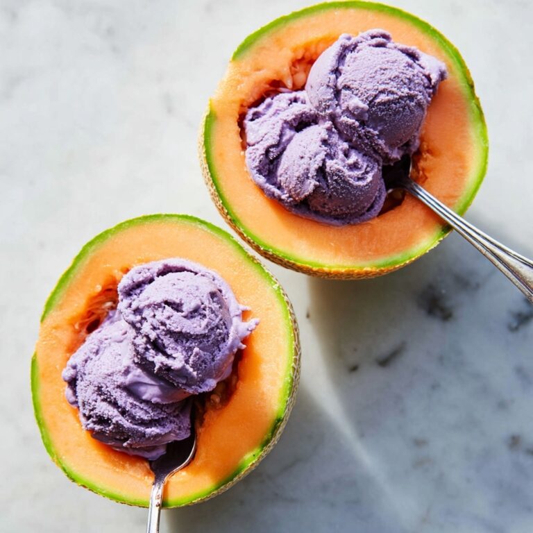 Vegan Blueberry Banana Ice Cream in Cantaloupe Bowls Recipe
