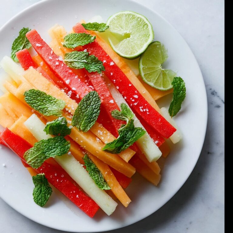 Watermelon Summer Salad with Cantaloupe, Apple, Mint, and Lemon Recipe