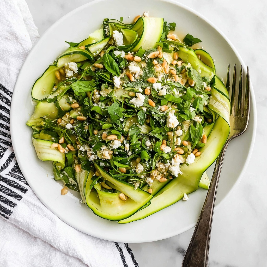 Shaved Zucchini Salad with Lemon, Pine Nuts, and Goat Cheese Recipe - Recipe Image