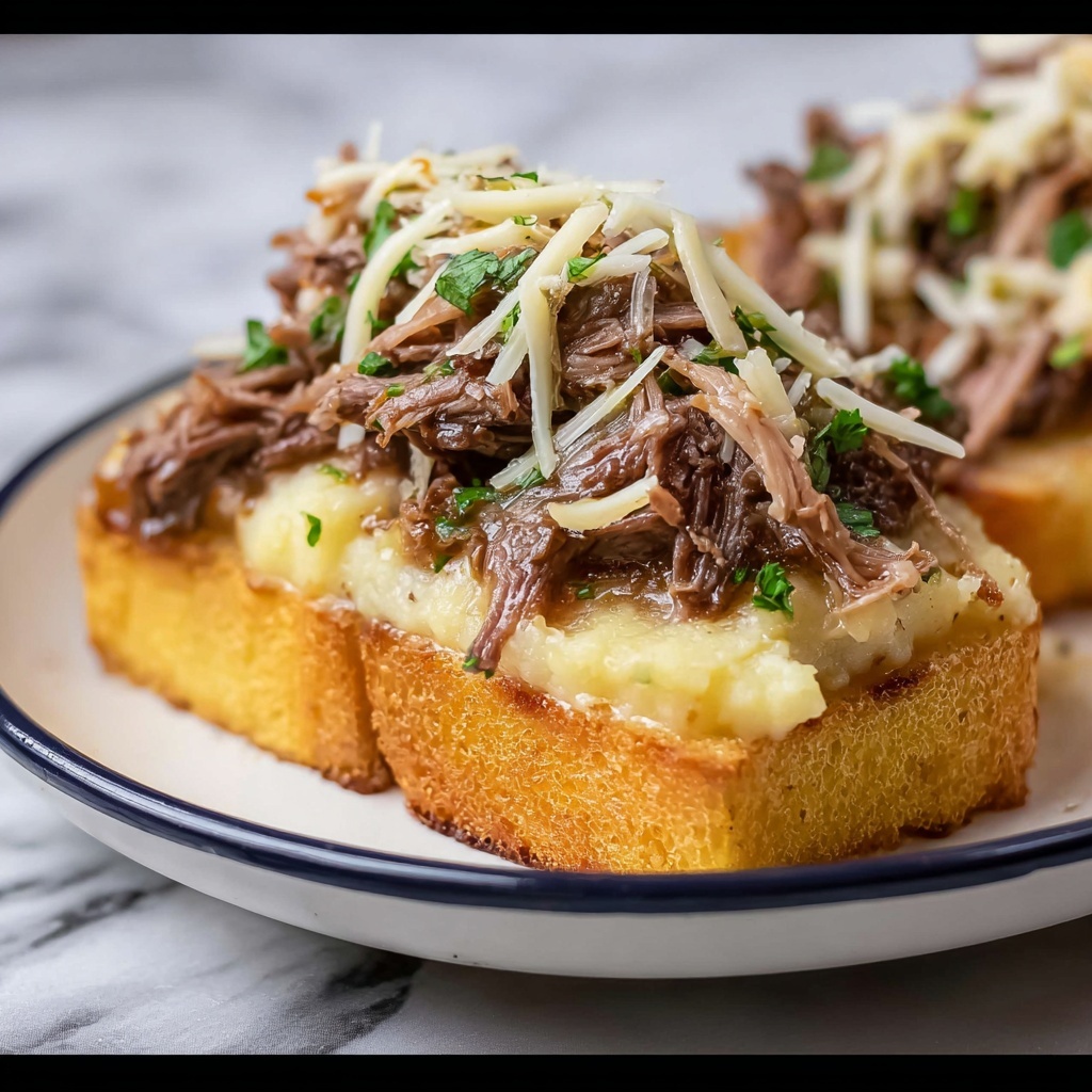 Open-Faced Roast Beef Sandwich with Mashed Potatoes and Gruyere Recipe - Recipe Image