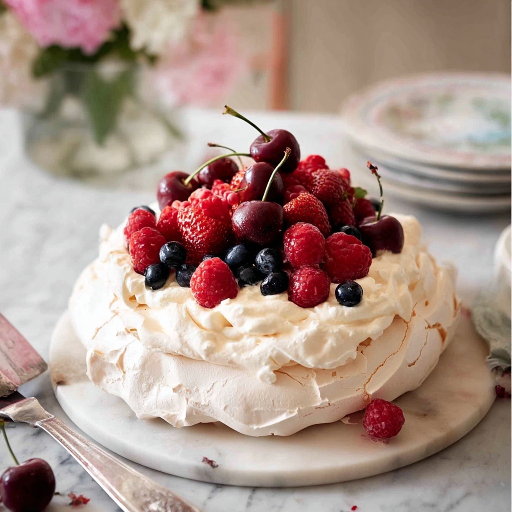 Classic Pavlova with Fresh Berries Recipe - Recipe Image