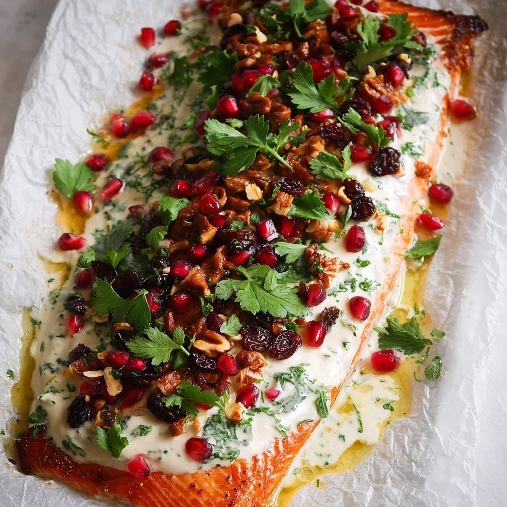 Christmas Baked Salmon with Cranberries, Almonds, and Dill Recipe - Recipe Image