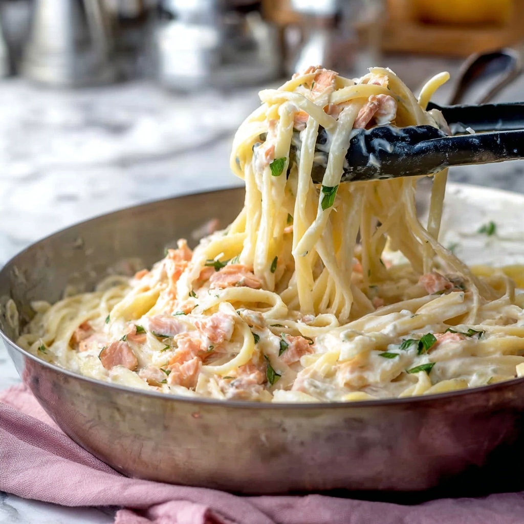 Salmon Alfredo Pasta Recipe - Recipe Image