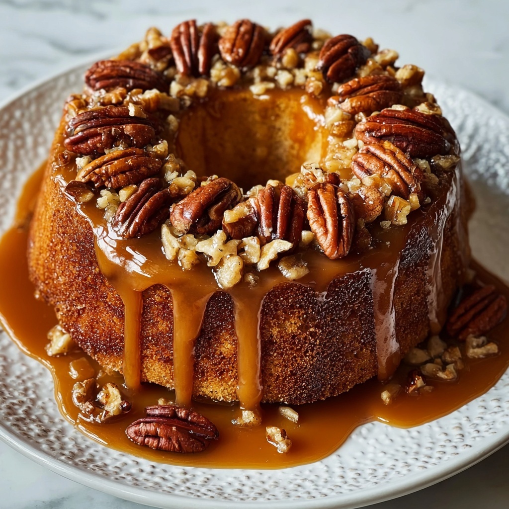 Apple Pecan Cake With Caramel Glaze Recipe - Recipe Image