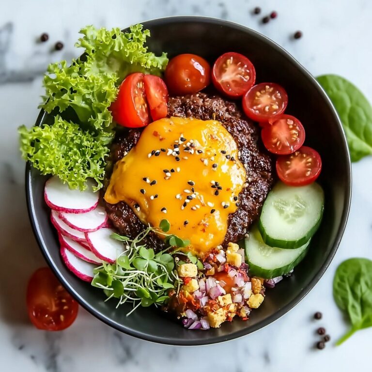 Burger Bowls with Seasoned Ground Beef and Fresh Veggies Recipe