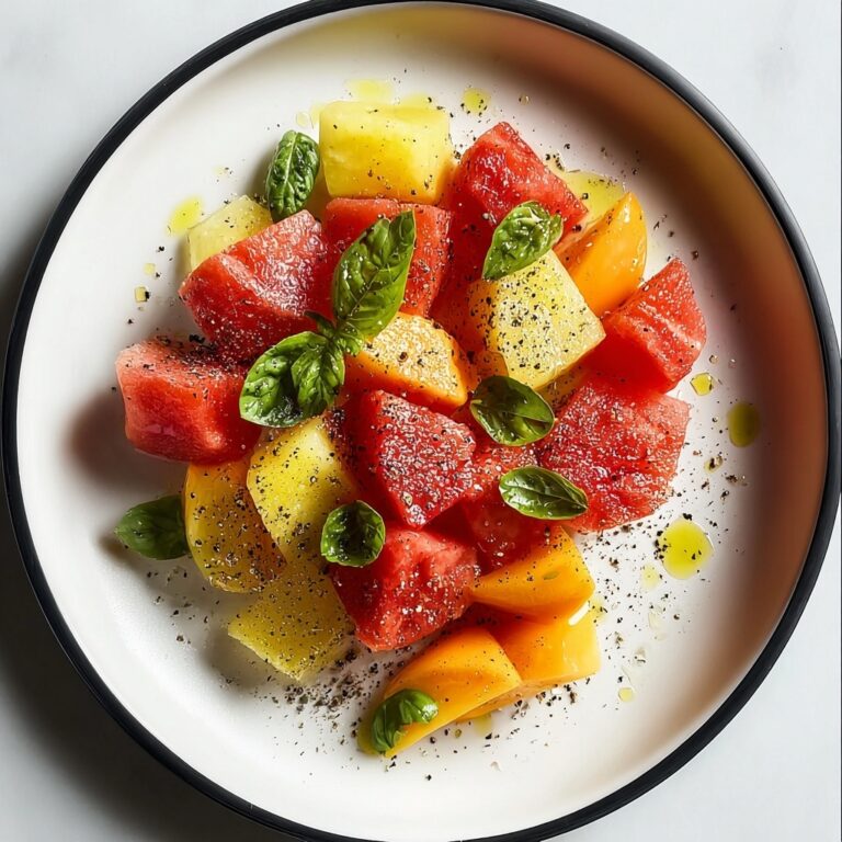 Peach Watermelon Salad with Fresh Mint and Lime Recipe