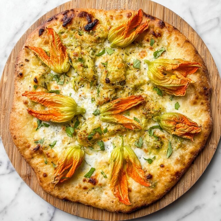Zucchini Flower Pizza with Goat Cheese and Fresh Basil Recipe